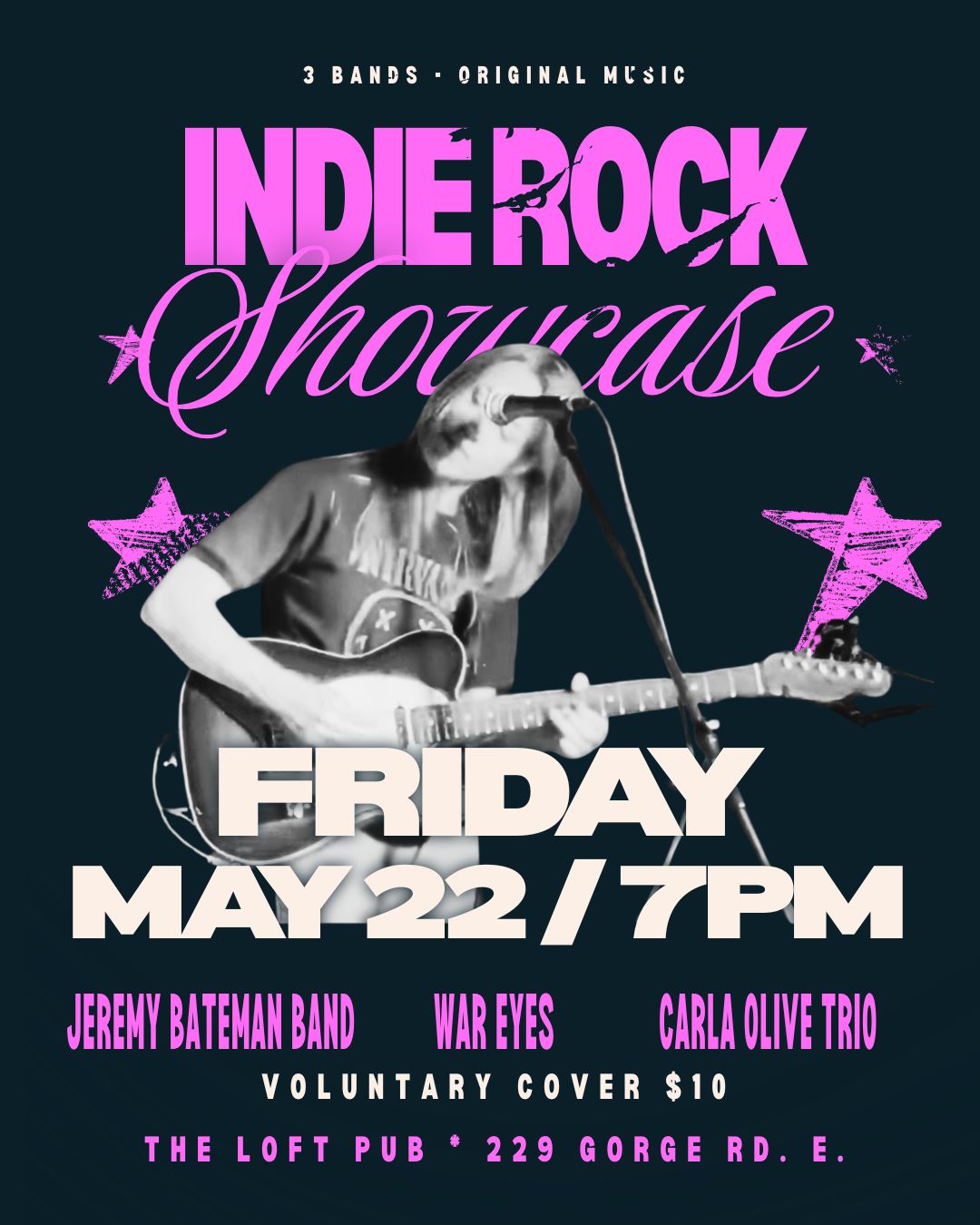 Join us for a night of original indie rock featuring my band Carla Olive Trio with @wareyesband and @jeremybatemanmusician.

Three bands. Three unique sounds. One night dedicated to live, original music.  How cool is that?!

Come discover new music, support independent artists, and be part of a great night in the local music scene!

FRIDAY * MAY 22ND * 7-10PM 
Voluntary Cover $10
Reservations recommended: 250-383-8212

#indierock #victoriabc #originalmusic